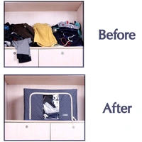 Foldable Fabric Storage Rectangular Box for Clothes - Stackable Container Organizer Set with Carrying Handles, 66 Ltr &  50 X 40 X 33 cm (Multicolour)