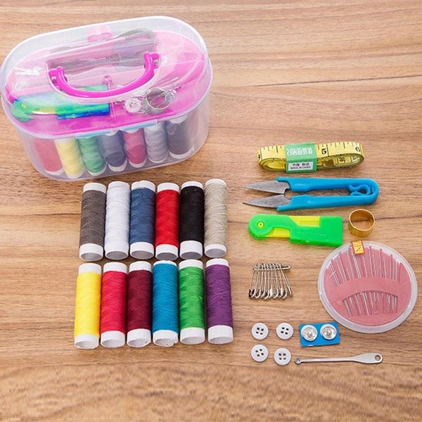 Double Layer Portable Travel Sewing Kits Box with Color Needle