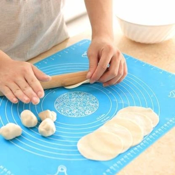 Multipurpose Silicon Rolling Fondant Mat, Large Baking Kitchen mat Sheet, Chapati Mat Atta Kneading Mat with Measurements, Stretchable for Kitchen Roti Chapati Cake (Multicolour)