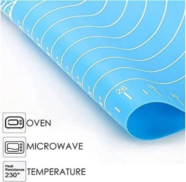 Multipurpose Silicon Rolling Fondant Mat, Large Baking Kitchen mat Sheet, Chapati Mat Atta Kneading Mat with Measurements, Stretchable for Kitchen Roti Chapati Cake (Multicolour)