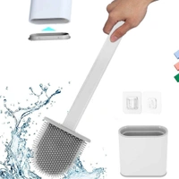 Silicone Toilet Brush with Holder Stand , Brush for Bathroom Cleaning, with holder stand, Cleaning Silicone Brush, Silicon Flex Toilet Cleaning Brush, Quick Drying Flexible Bristles Brush(Multi Color)
