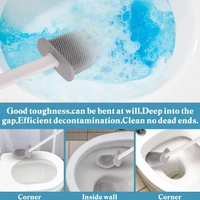 Silicone Toilet Brush with Holder Stand , Brush for Bathroom Cleaning, with holder stand, Cleaning Silicone Brush, Silicon Flex Toilet Cleaning Brush, Quick Drying Flexible Bristles Brush(Multi Color)