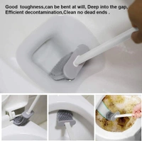 Silicone Toilet Brush with Holder Stand , Brush for Bathroom Cleaning, with holder stand, Cleaning Silicone Brush, Silicon Flex Toilet Cleaning Brush, Quick Drying Flexible Bristles Brush(Multi Color)