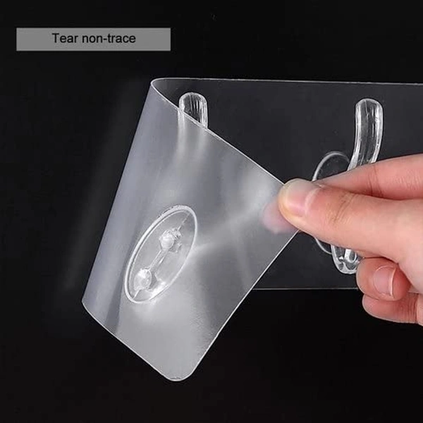 Plastic Self Adhesive No Drills Strong Sticky Towel Hanger Hook 6 in 1 ||Pack of 1