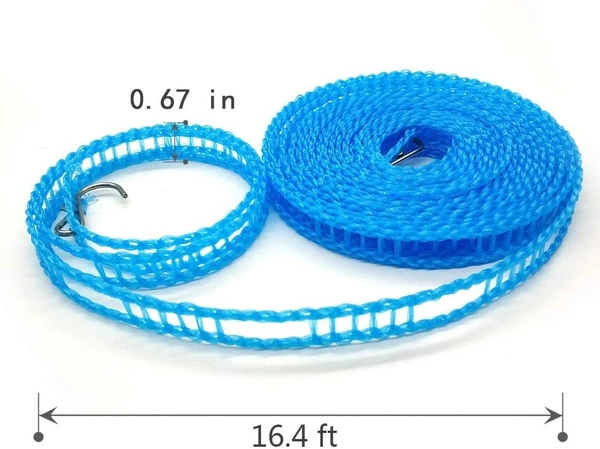 Portable Travel Clothesline, 16-ft Clothes Drying Line Adjustable for Indoor Outdoor, Windproof Non-Slip Clothes Line, Clotheslines for Camping Travel and Home Use (Random Colour)