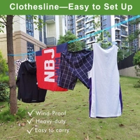 Portable Travel Clothesline, 16-ft Clothes Drying Line Adjustable for Indoor Outdoor, Windproof Non-Slip Clothes Line, Clotheslines for Camping Travel and Home Use (Random Colour)