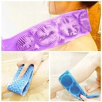 Silicone Body Back Scrubber, Double Side Bathing Brush for Skin Deep Cleaning Massage, Dead Skin Removal Exfoliating Belt for Shower, Easy to Clean, Lathers Well for Men & Women (Multicolour)