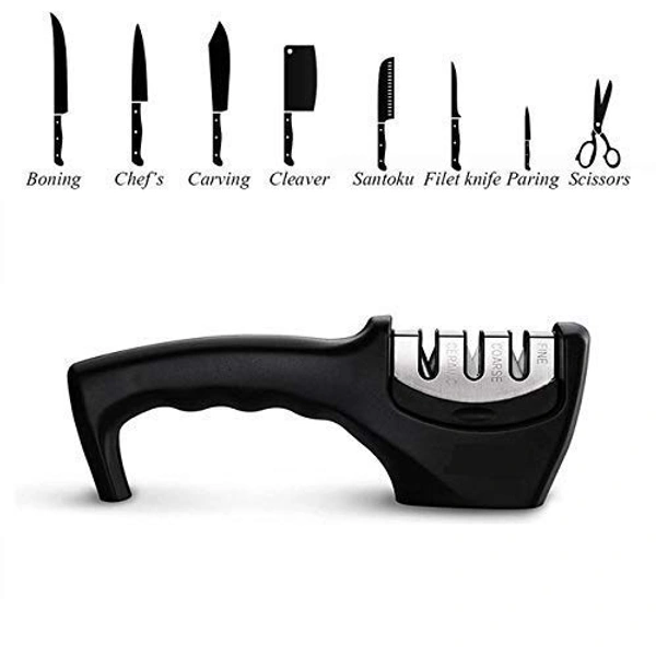 Manual Knife Sharpener 3 Stage Sharpening Tool Ceramic Knife and Steel Knives