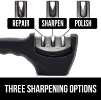 Manual Knife Sharpener 3 Stage Sharpening Tool Ceramic Knife and Steel Knives