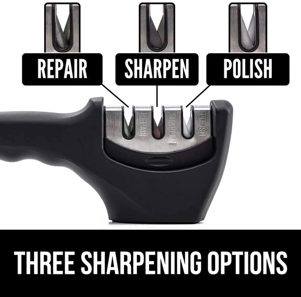 Manual Knife Sharpener 3 Stage Sharpening Tool Ceramic Knife and Steel Knives