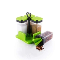 Multipurpose Seasoning Spice/Masala Rack Container Plastic Container, Mukhwas Tray,Jar Box Transparent Crystal Seasoning Spice Rack for Home & kitchen Sprinkle Set - 4 pcs (Multicolor)
