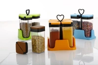 Multipurpose Seasoning Spice/Masala Rack Container Plastic Container, Mukhwas Tray,Jar Box Transparent Crystal Seasoning Spice Rack for Home & kitchen Sprinkle Set - 4 pcs (Multicolor)