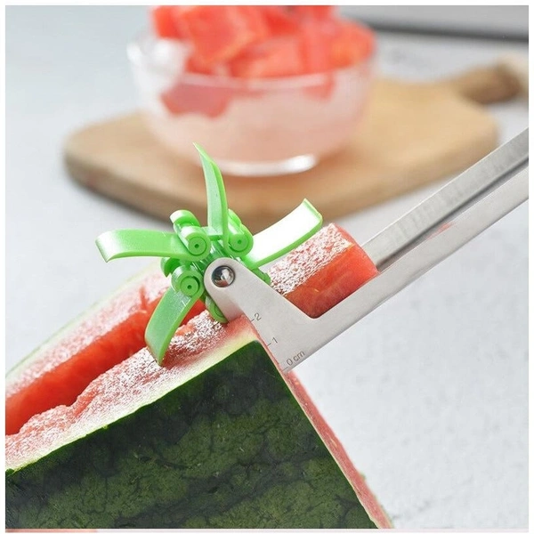 Watermelon Slicer Cutter,Melon Corer Windmill Watermelon Cutter Watermelon Knife, Perfect for Cutt Premium Stainless Steel Slicer Tongs