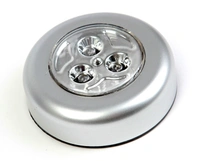 Round Shaped LED White 3 in 1 LED Wall Spotlight Night Stick Tap Light for Wardrobe and Home Utility Usage (Pack of 2) - 1, Pack Of 2