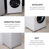 4Pcs Anti Vibration Pads for Washing Machine and Dryer, Shock and Noise Cancelling Washing Machine Support, Prevent Moving Shaking Walking, Universal Size