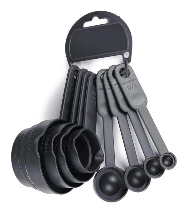 (SET OF 2) 8 Piece Measuring Cup & Spoon Set - Multi Purpose Kitchen Tool (with Free Hanging Groove)