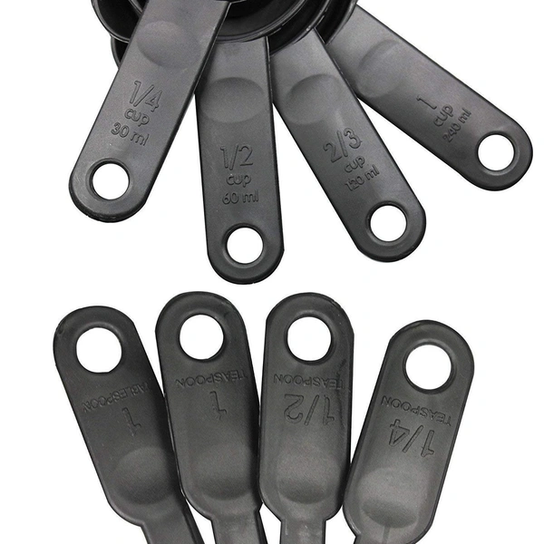 (SET OF 2) 8 Piece Measuring Cup & Spoon Set - Multi Purpose Kitchen Tool (with Free Hanging Groove)
