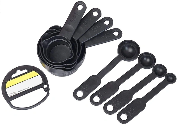 (SET OF 2) 8 Piece Measuring Cup & Spoon Set - Multi Purpose Kitchen Tool (with Free Hanging Groove)