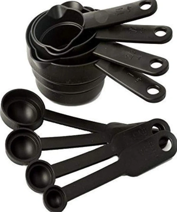 (SET OF 2) 8 Piece Measuring Cup & Spoon Set - Multi Purpose Kitchen Tool (with Free Hanging Groove)