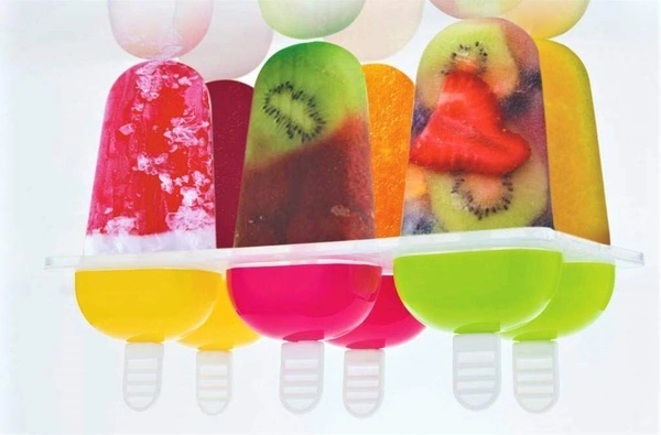 Ice Candy Maker Tray Plastic Reusable Popsicle Molds Ice Pop Makers Ice Pop Mould Kulfi Maker Mould, Kids Plastic Frozen Ice Cream Mould (Set of 6 pcs)