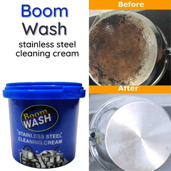 Stainless Steel Cleaning Cream - Over Cookware Metal Cleaning Paste - Powerful Household Kitchen Cleaner, Multipurpose Korean Formula Detergent Cream (500 g, 1 pc)  Boom Wash Cream (1)