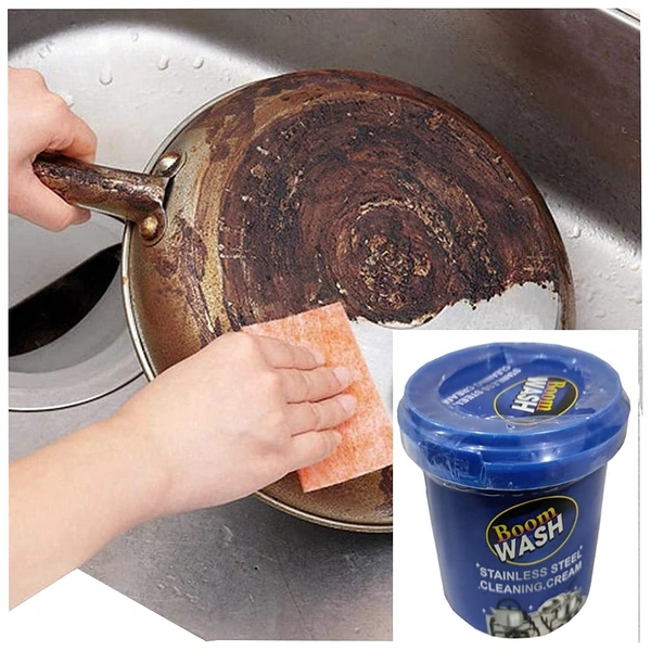 Stainless Steel Cleaning Cream - Over Cookware Metal Cleaning Paste - Powerful Household Kitchen Cleaner, Multipurpose Korean Formula Detergent Cream (500 g, 1 pc)  Boom Wash Cream (1)