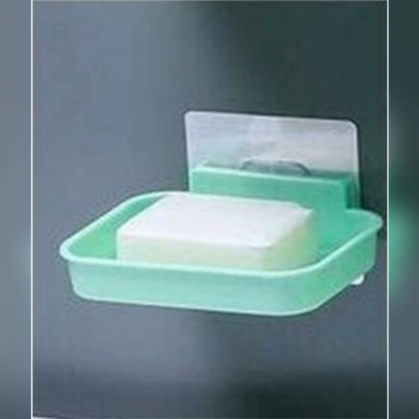 2 Piece Combo Of 1 Plastic Multipurpose Kitchen Bathroom Shelf Wall Holder Wall Mounted Shelf For Bathroom With 1 Soap Holder (Multicolour) - Random