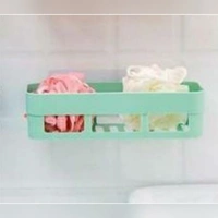 2 Piece Combo Of 1 Plastic Multipurpose Kitchen Bathroom Shelf Wall Holder Wall Mounted Shelf For Bathroom With 1 Soap Holder (Multicolour) - Random