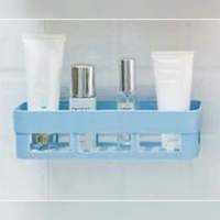 2 Piece Combo Of 1 Plastic Multipurpose Kitchen Bathroom Shelf Wall Holder Wall Mounted Shelf For Bathroom With 1 Soap Holder (Multicolour) - Random