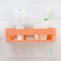 2 Piece Combo Of 1 Plastic Multipurpose Kitchen Bathroom Shelf Wall Holder Wall Mounted Shelf For Bathroom With 1 Soap Holder (Multicolour) - Random