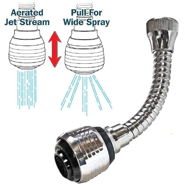 Turbo Flex 360 Degree Flexible 6 Inch Extension Stainless Steel Jet Stream/Water Saving Faucet