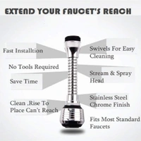 Turbo Flex 360 Degree Flexible 6 Inch Extension Stainless Steel Jet Stream/Water Saving Faucet