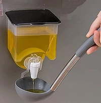 Multi-Purpose Wall Mounted Oil Dispenser Tank, Transparent Liquid Seasoning Food Dispenser for Kitchen Cooking ( C-0600 )