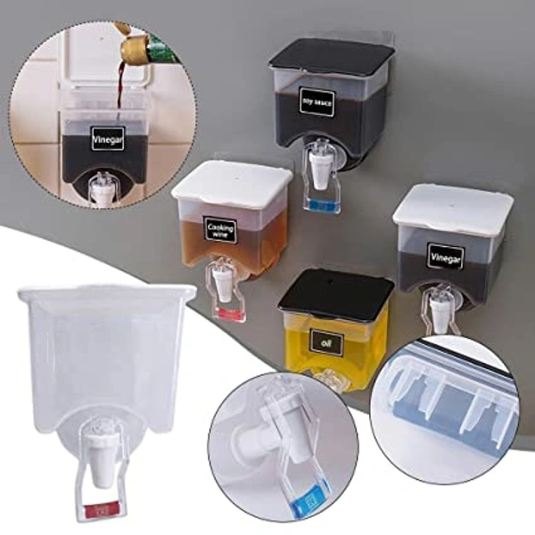 Multi-Purpose Wall Mounted Oil Dispenser Tank, Transparent Liquid Seasoning Food Dispenser for Kitchen Cooking ( C-0600 )