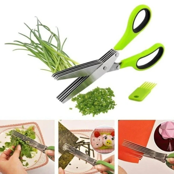 Multi-functional Multicolor 5 Layers Vegetable Scissors  (Random Color) -A2A