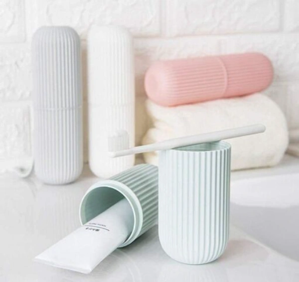 Capsule Shape Travel Toothbrush Toothpaste Case Holder Portable Toothbrush Storage Plastic (Multicolor – Pack of 1) C-A120405