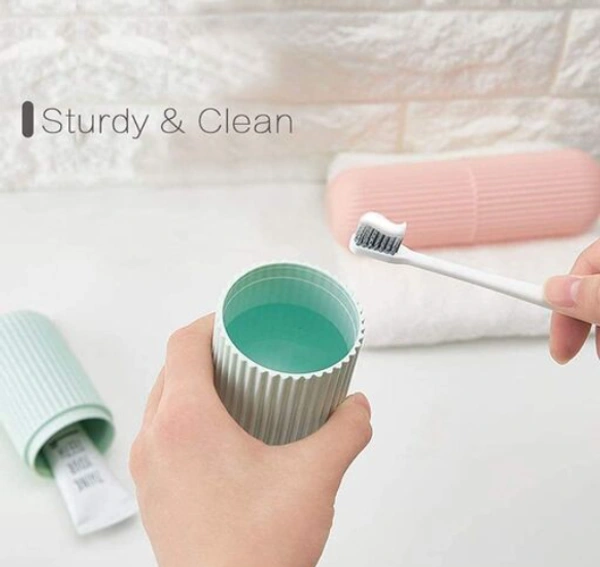 Capsule Shape Travel Toothbrush Toothpaste Case Holder Portable Toothbrush Storage Plastic (Multicolor – Pack of 1) C-A120405