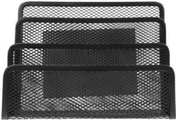 3 Compartments Metal Office Storage Black Mesh Letter Paper File Storage Rack Holder Tray Desk Organizer (C-A221810KXM)