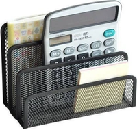 3 Compartments Metal Office Storage Black Mesh Letter Paper File Storage Rack Holder Tray Desk Organizer (C-A221810KXM)