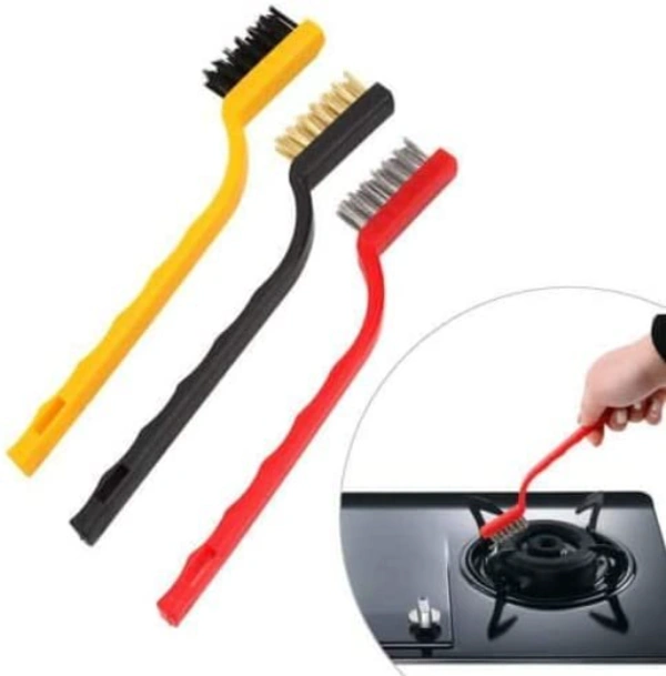 3pcs Mini Wire Brush Set (Stainless Steel/Nylon/Brass Brush) C-A120401