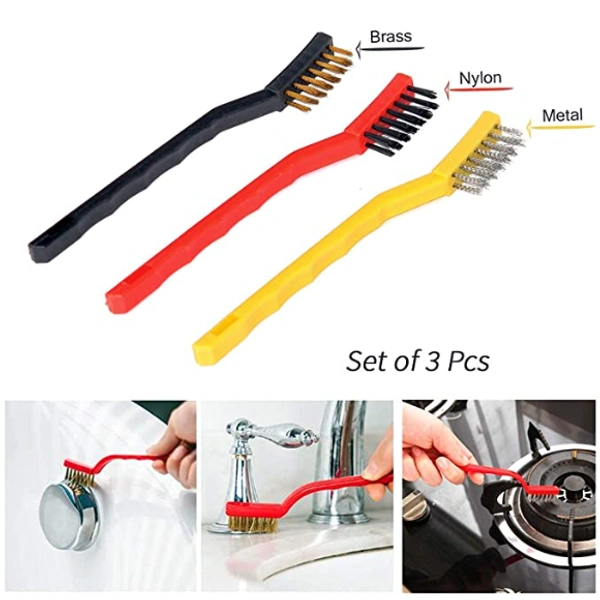 3pcs Mini Wire Brush Set (Stainless Steel/Nylon/Brass Brush) C-A120401