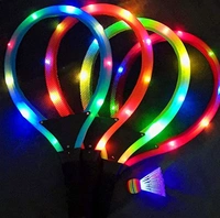 LED Light Badminton Racket for Kids Set of 2 with 2 Shuttlecock - Multicolour ( C-0631 )