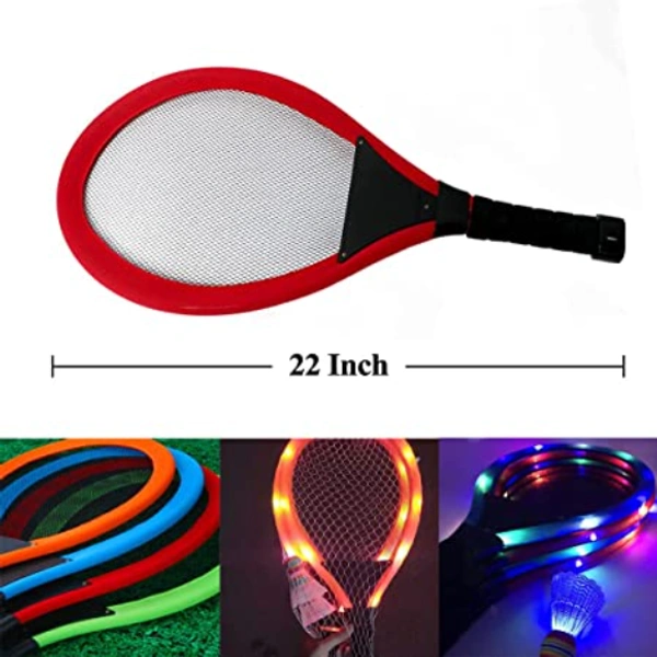 LED Light Badminton Racket for Kids Set of 2 with 2 Shuttlecock - Multicolour ( C-0631 )