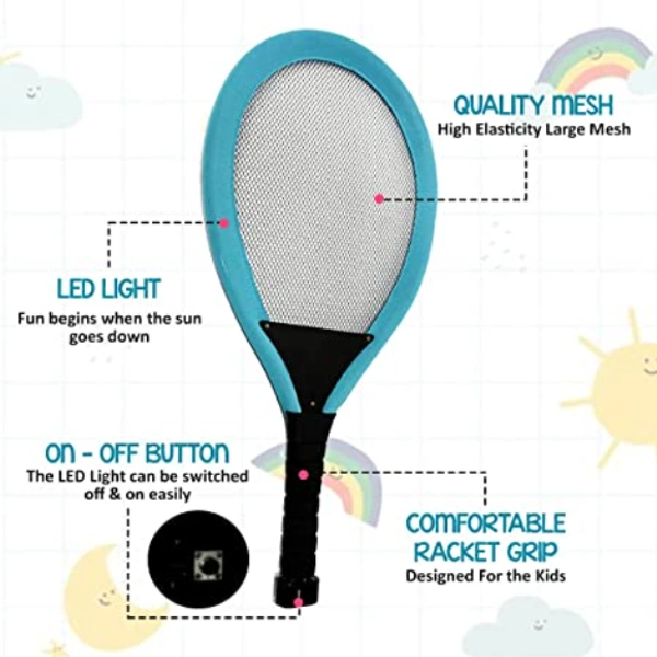 LED Light Badminton Racket for Kids Set of 2 with 2 Shuttlecock - Multicolour ( C-0631 )