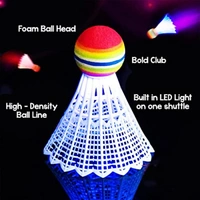 LED Light Badminton Racket for Kids Set of 2 with 2 Shuttlecock - Multicolour ( C-0631 )