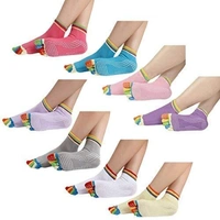 Multicolor Anti Slip Five Finger Yoga & Gym Socks with No Fall Grip