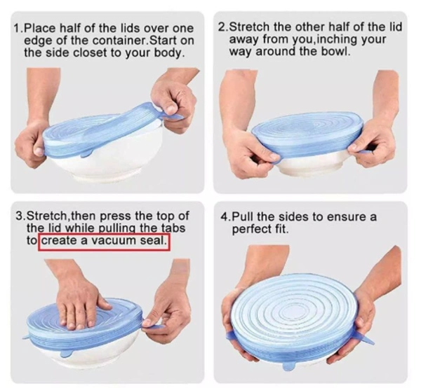 Collapsible Microwave Safe Silicone Leak-Proof Stretch Lids