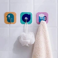 #A00 Colourful Waterproof Self Adhesive Heavy Duty Utility Wall Hooks (10 pcs)