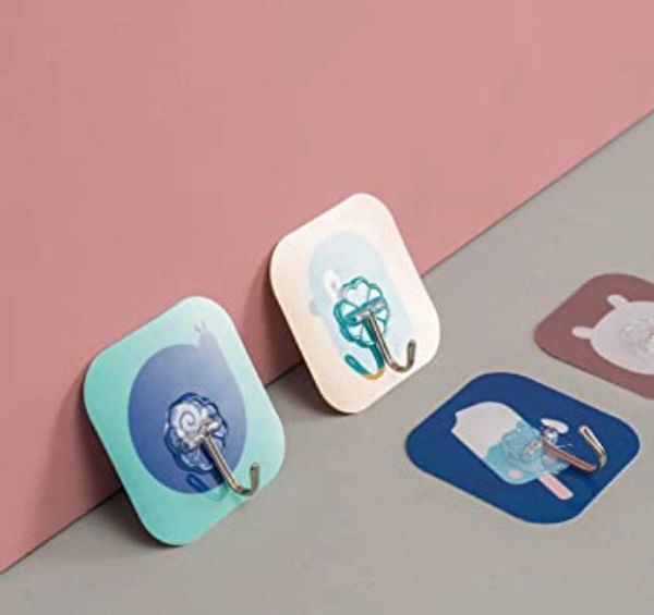 #A00 Colourful Waterproof Self Adhesive Heavy Duty Utility Wall Hooks (10 pcs)
