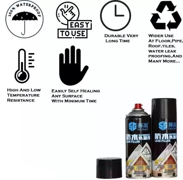 Waterproof Leak Filler Spray Black 450ml (C-A0716)